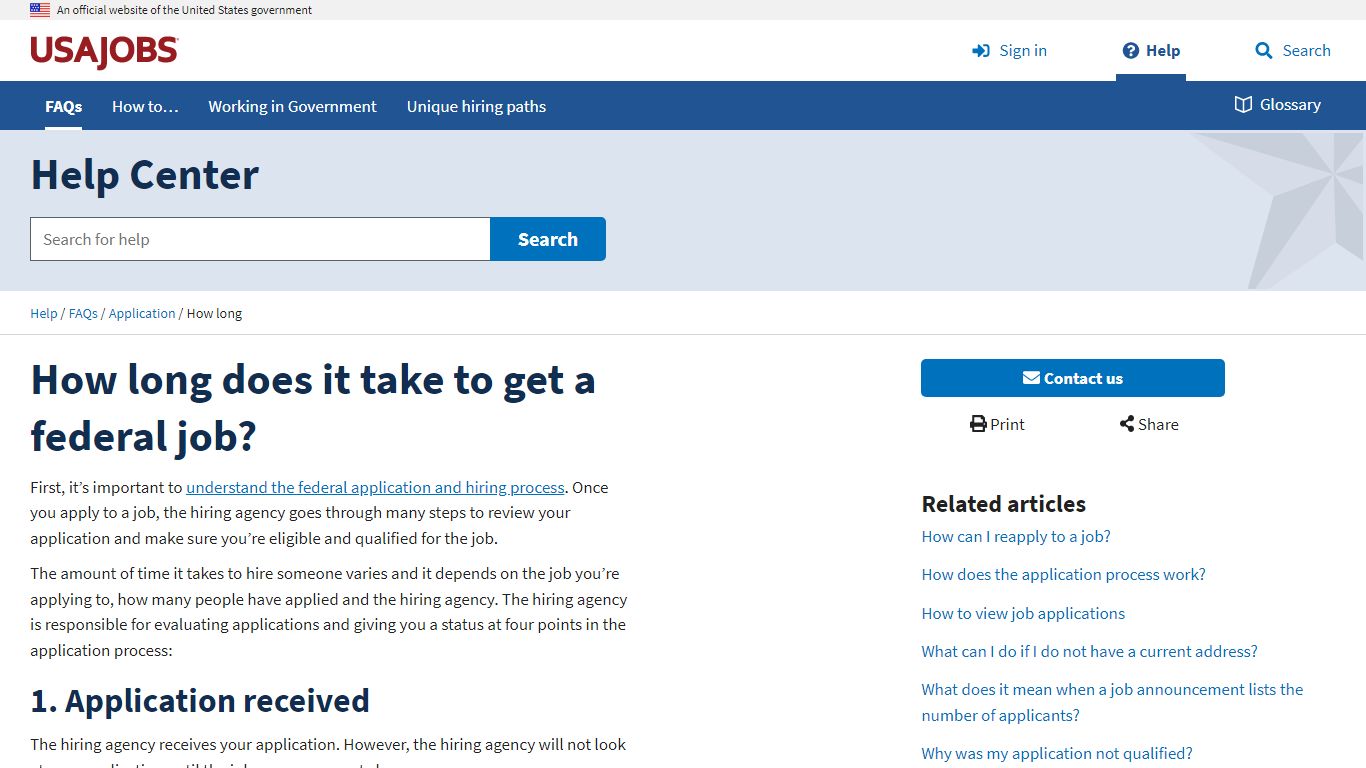 USAJOBS Help Center | How long does it take to get a federal job?